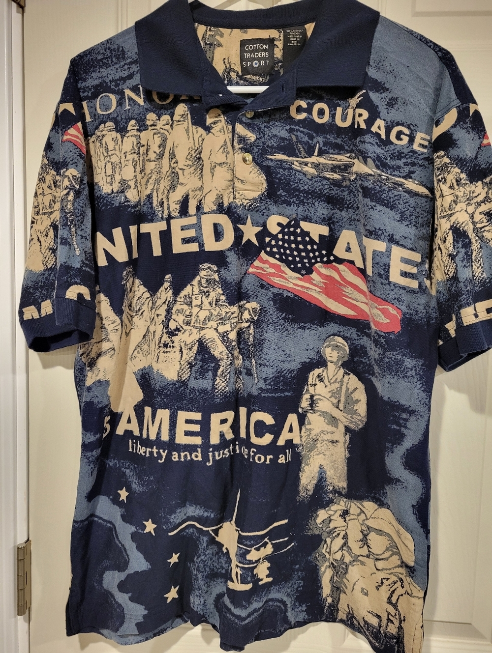 Cotton Traders Sport Men's Navy American Patriotic Print Polo